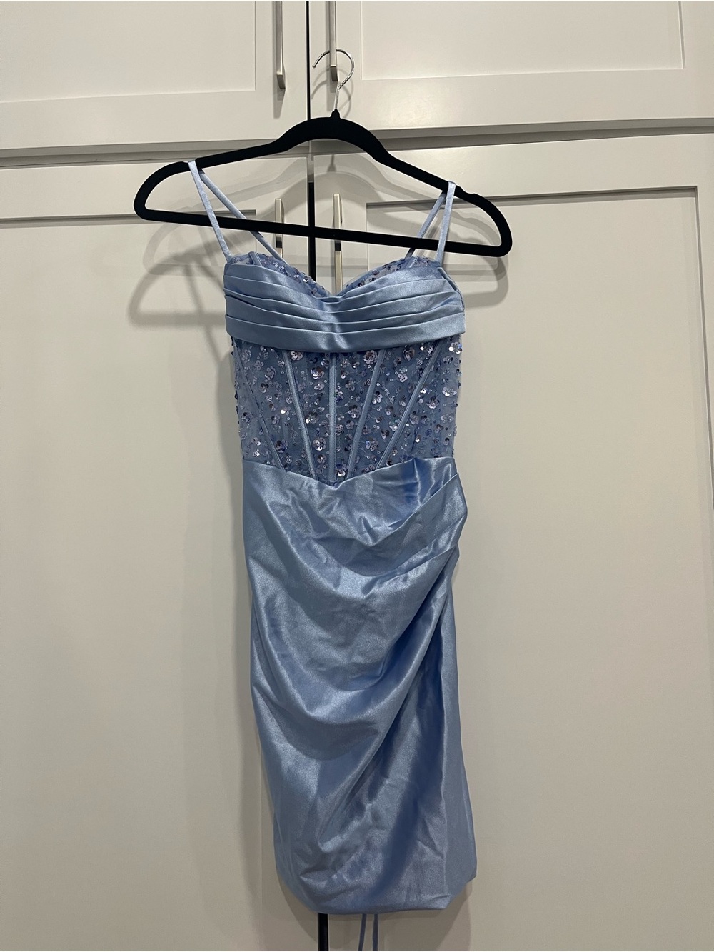 Pastel Blue Beaded Spaghetti Strap Hoco/Prom Dress - BRAND NEW